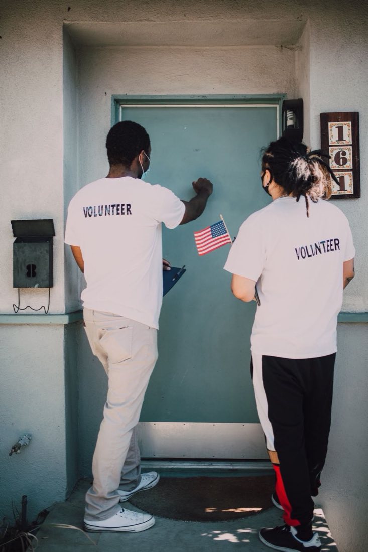 Volunteers working together during a community project